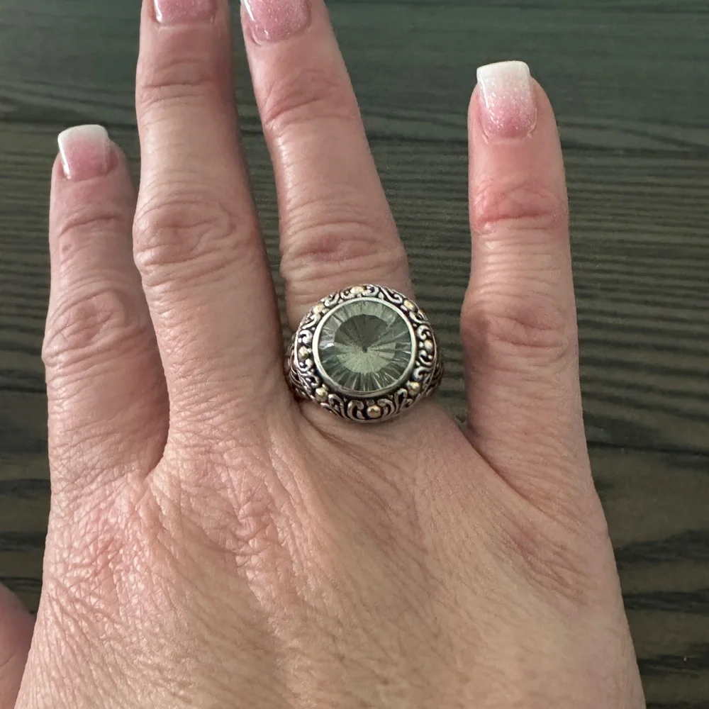 Samuel B Behnam Sterling Silver 18k Gold Cydonia Green Amethyst Ring Sz 6.75 - Picture 4 of 7